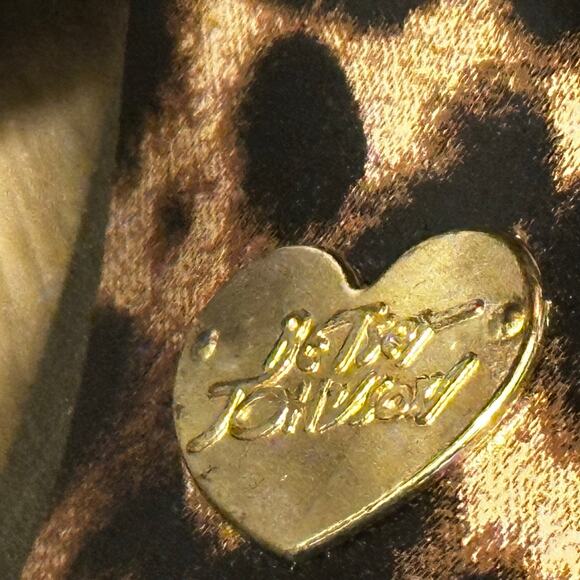 Betsey Johnson Denim Beaded Peep Toe Booties with Leopard Sole – Women’s Size 6 - Picture 4 of 7